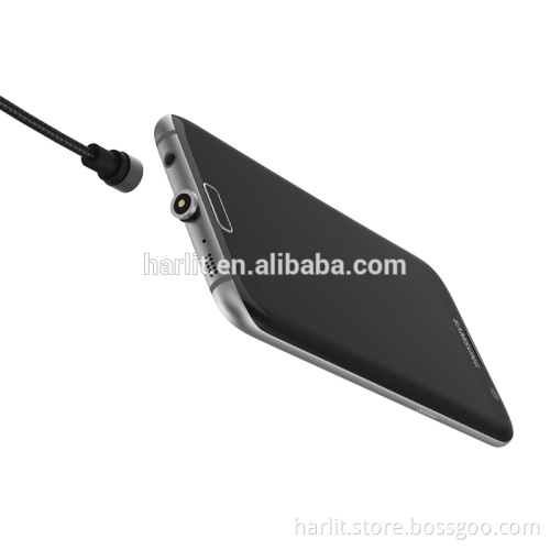 USB Type C Charge Cables With Round Shape Magnetic Type C Connector For Mobile Phone Charge Black Color